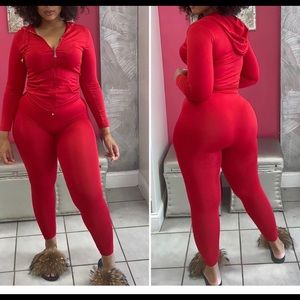 Red track suit